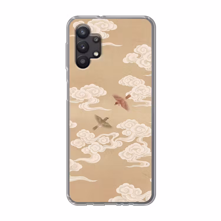 Vogels - Vliegen - Beige Telefoonhoesje Samsung Galaxy A32 5G klein -3d