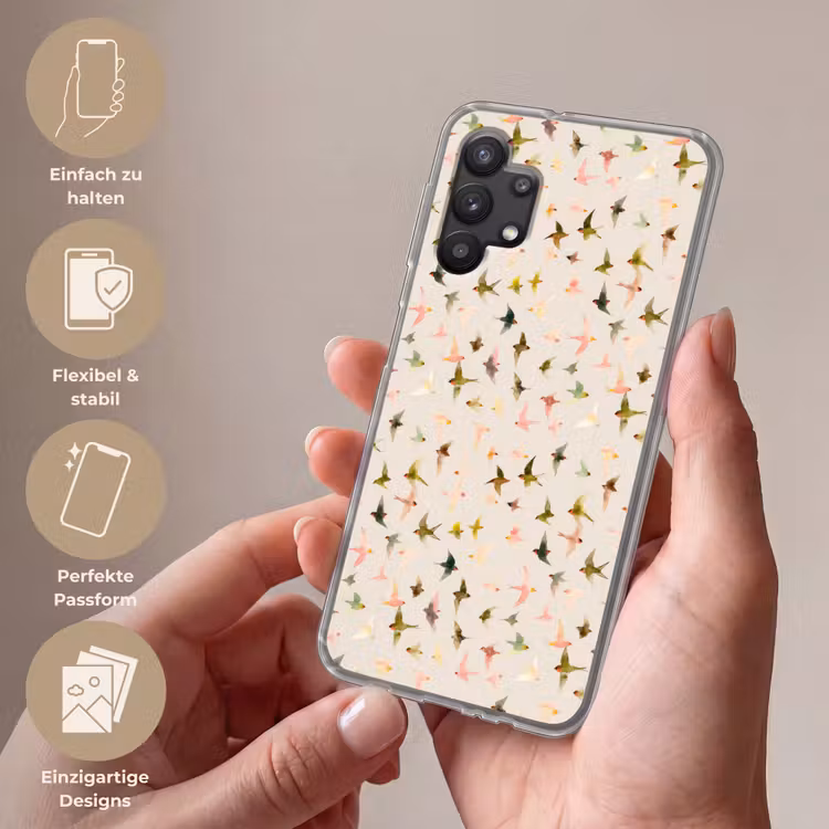 Vogels - Vliegen - Kleurrijk Telefoonhoesje Samsung Galaxy A32 5G klein 346 -sfeer3_DE