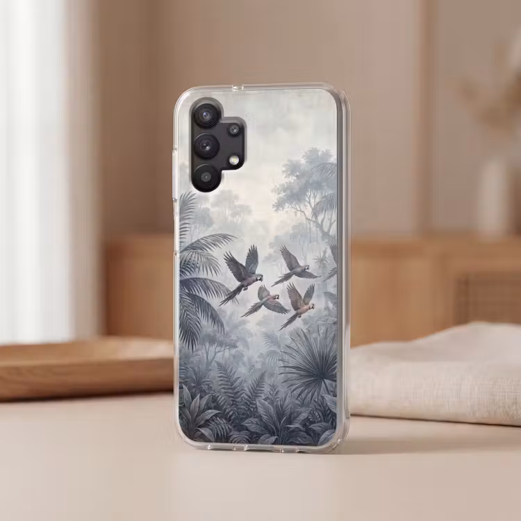 Vogel - Vliegend - Jungle - Vintage - Dieren Telefoonhoesje Samsung Galaxy A32 5G klein -sfeer2