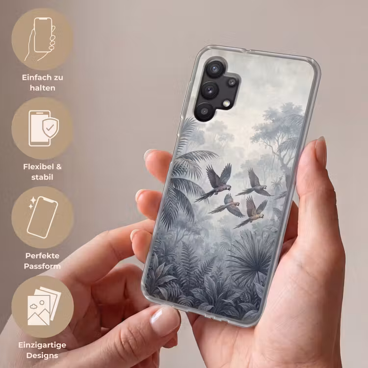 Vogel - Vliegend - Jungle - Vintage - Dieren Telefoonhoesje Samsung Galaxy A32 5G klein -sfeer3_DE