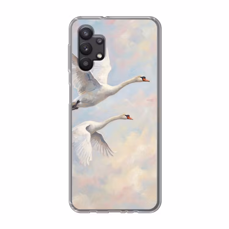 Vogel - Vliegend - Lucht - Modern - Pastel Telefoonhoesje Samsung Galaxy A32 5G klein -3d