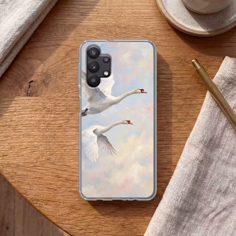 Vogel - Vliegend - Lucht - Modern - Pastel Telefoonhoesje Samsung Galaxy A32 5G klein -sfeer1