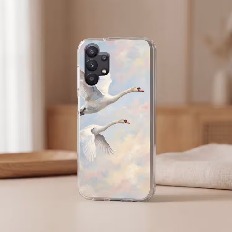 Vogel - Vliegend - Lucht - Modern - Pastel Telefoonhoesje Samsung Galaxy A32 5G klein -sfeer2