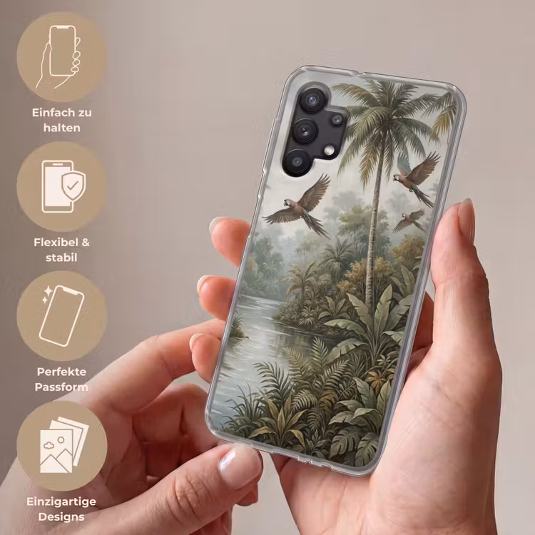 Vogel - Vliegend - Tropisch - Landschap - Klassiek Telefoonhoesje Samsung Galaxy A32 5G klein -sfeer3_DE