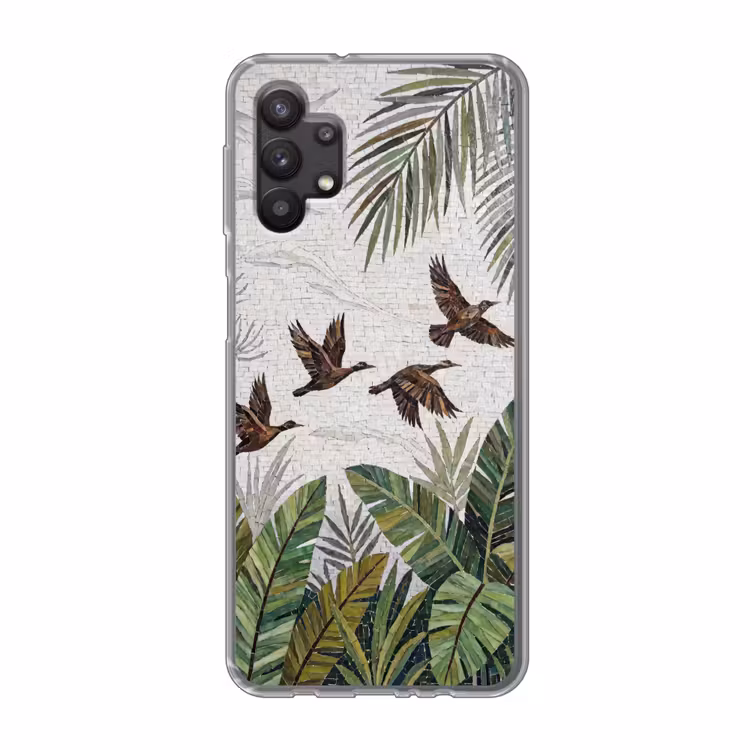Vogel - Vliegend - Tropisch - Mozaïek - Groen Telefoonhoesje Samsung Galaxy A32 5G klein -3d