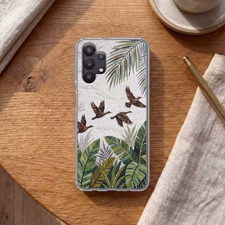 Vogel - Vliegend - Tropisch - Mozaïek - Groen Telefoonhoesje Samsung Galaxy A32 5G klein -sfeer1