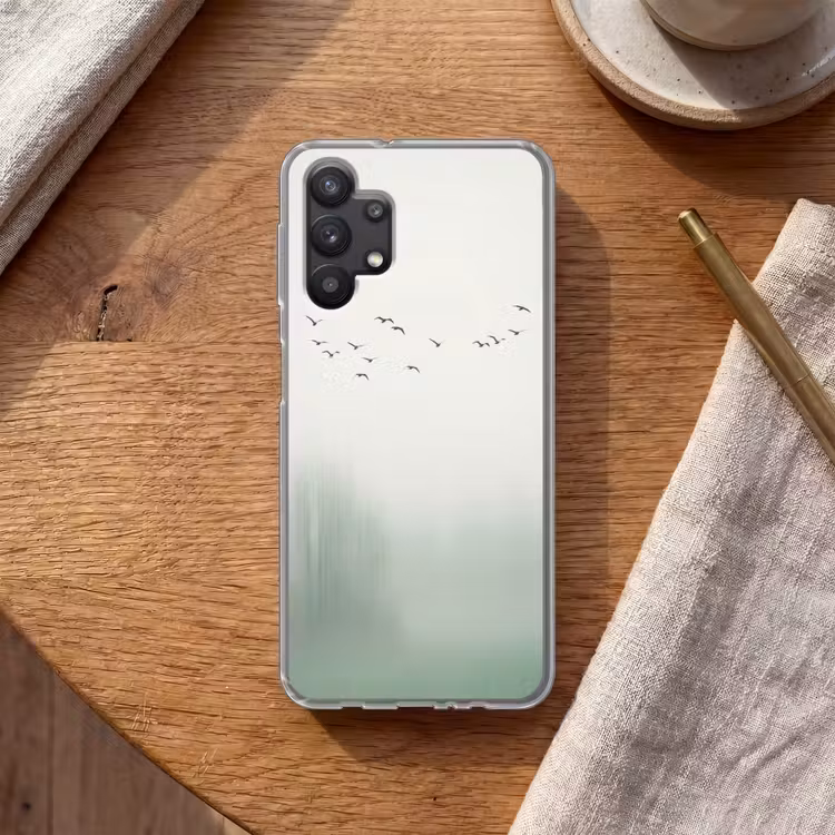 Vogel - Vlucht - Natuur - Minimalistisch Telefoonhoesje Samsung Galaxy A32 5G klein -sfeer1