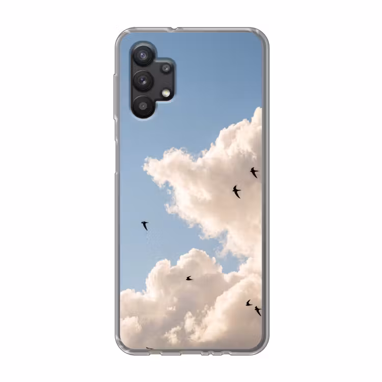 Vogel - Vlucht - Wolken - Natuur - Blauw Telefoonhoesje Samsung Galaxy A32 5G klein -3d