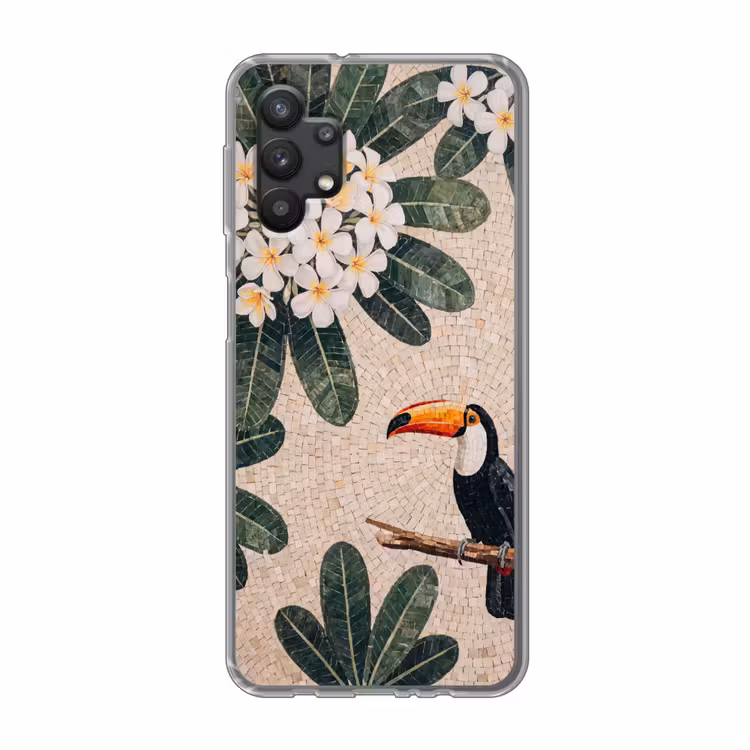 Vogel - Mozaïek - Tropisch - Natuur - Kleurrijk Telefoonhoesje Samsung Galaxy A32 5G klein -3d