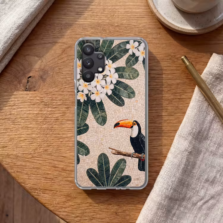Vogel - Mozaïek - Tropisch - Natuur - Kleurrijk Telefoonhoesje Samsung Galaxy A32 5G klein -sfeer1