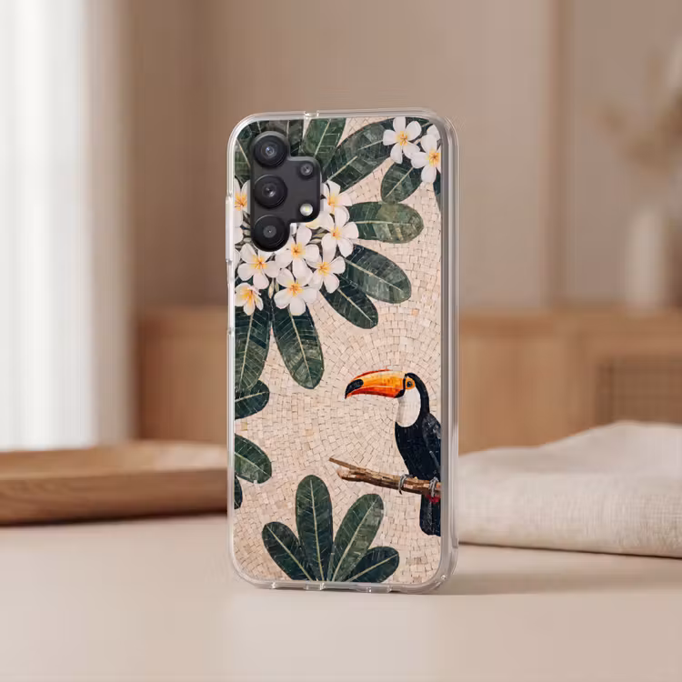Vogel - Mozaïek - Tropisch - Natuur - Kleurrijk Telefoonhoesje Samsung Galaxy A32 5G klein -sfeer2