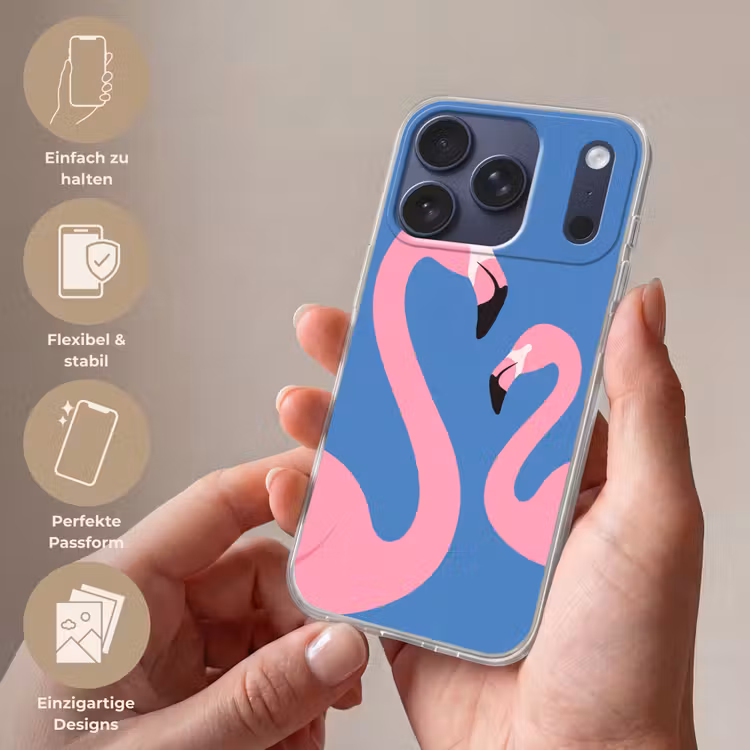 Vogel - Paar - Dieren - Modern - Roze Telefoonhoesje iPhone 17 Pro klein -sfeer3_DE