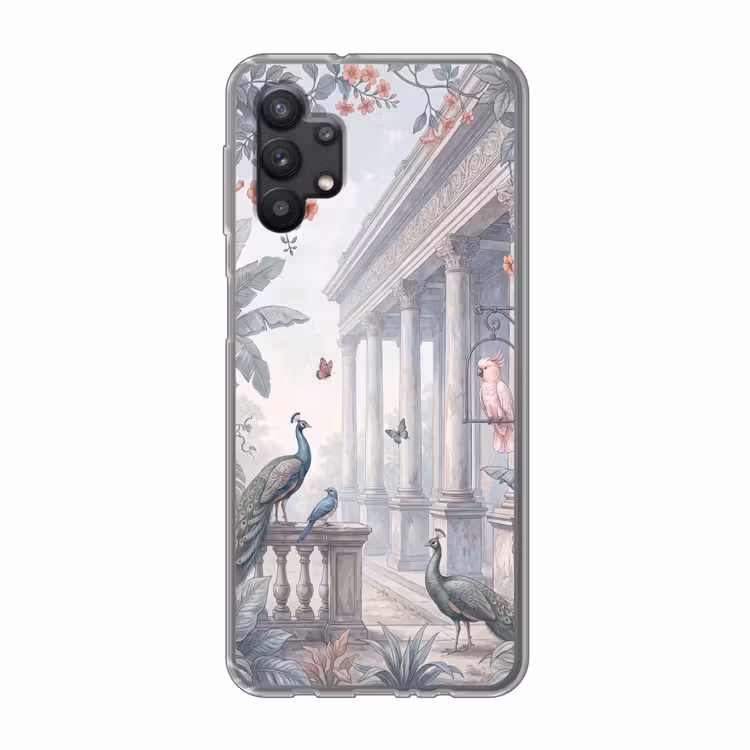 Vogel - Pauw - Architectuur - Klassiek - Groen Telefoonhoesje Samsung Galaxy A32 5G klein -3d