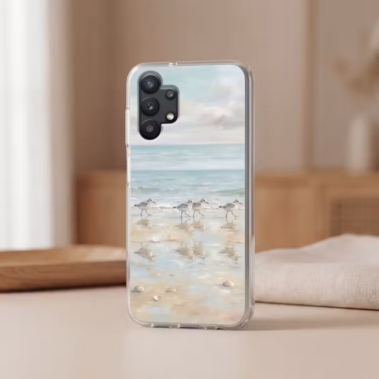 Vogels - Strand - Zee Telefoonhoesje Samsung Galaxy A32 5G klein -sfeer2