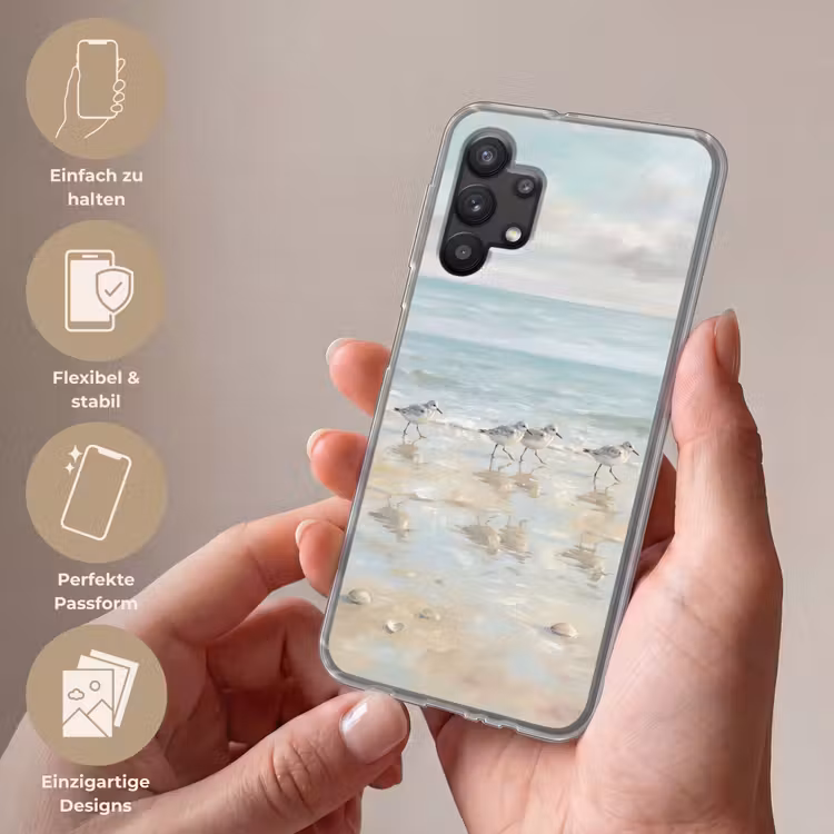 Vogels - Strand - Zee Telefoonhoesje Samsung Galaxy A32 5G klein -sfeer3_DE