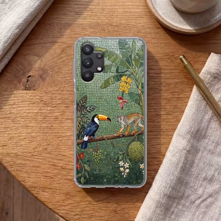 Vogel - Dier - Jungle - Mozaïek - Natuur Telefoonhoesje Samsung Galaxy A32 5G klein -sfeer1