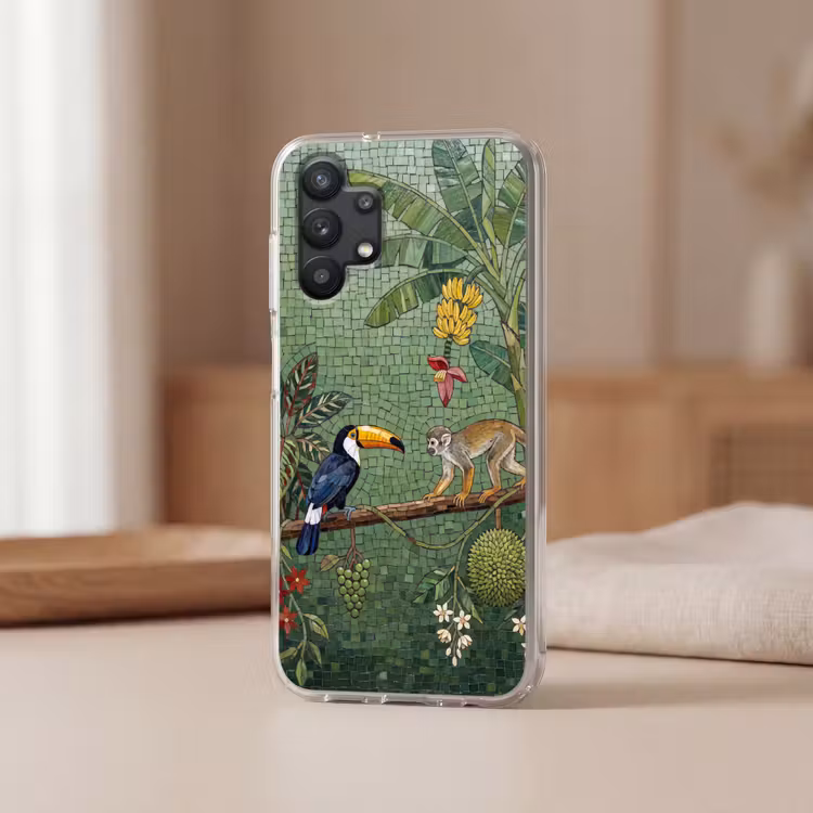 Vogel - Dier - Jungle - Mozaïek - Natuur Telefoonhoesje Samsung Galaxy A32 5G klein -sfeer2