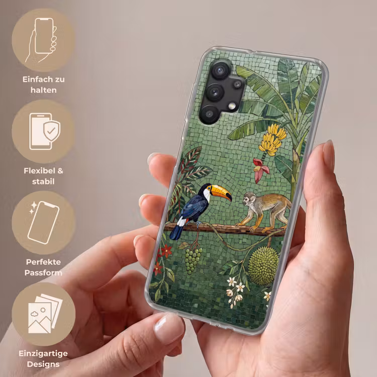 Vogel - Dier - Jungle - Mozaïek - Natuur Telefoonhoesje Samsung Galaxy A32 5G klein -sfeer3_DE