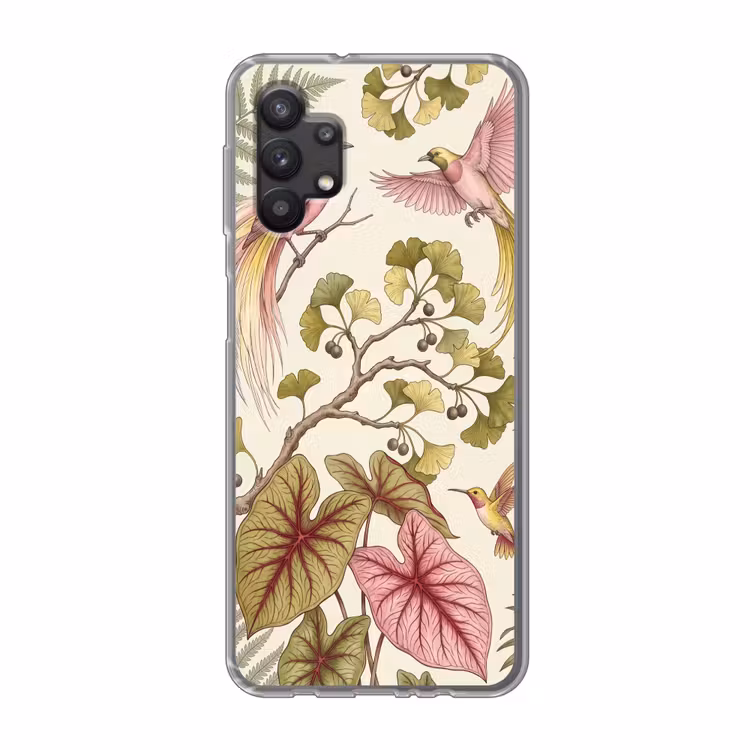 Vogels - Tropisch - Botanisch - Roze Telefoonhoesje Samsung Galaxy A32 5G klein -3d