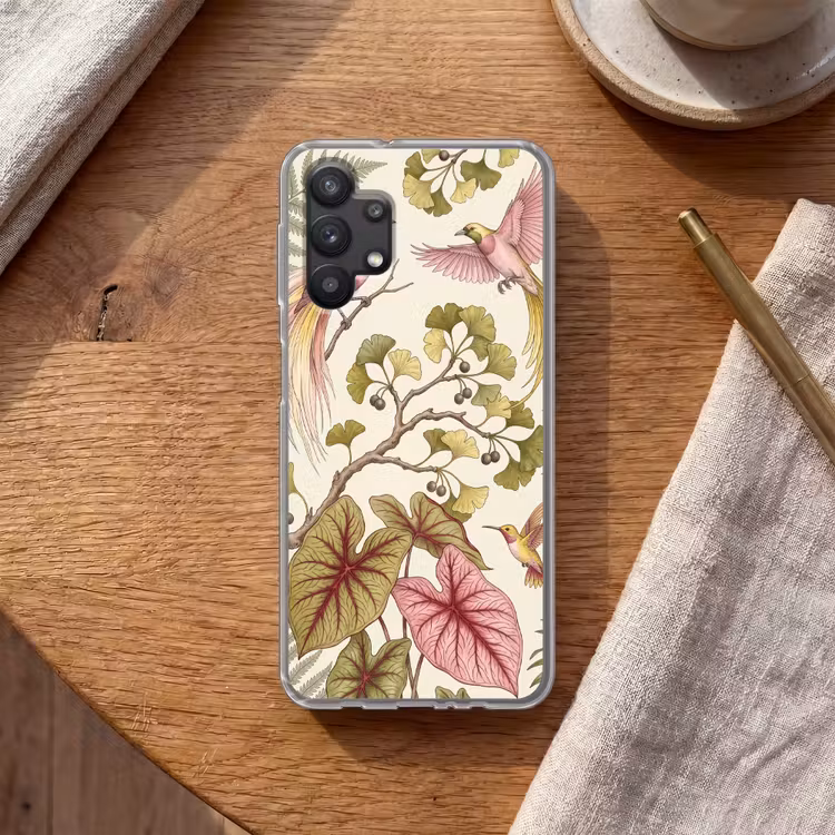 Vogels - Tropisch - Botanisch - Roze Telefoonhoesje Samsung Galaxy A32 5G klein -sfeer1