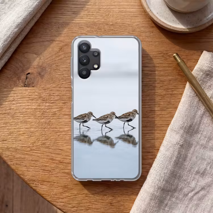 Vogels - Water - Grijs Telefoonhoesje Samsung Galaxy A32 5G klein -sfeer1