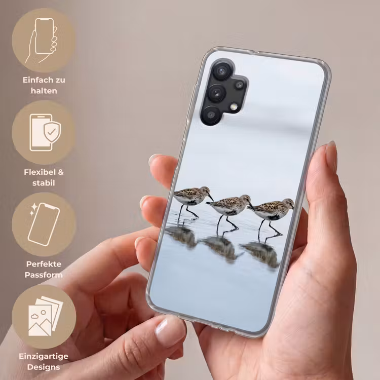 Vogels - Water - Grijs Telefoonhoesje Samsung Galaxy A32 5G klein -sfeer3_DE
