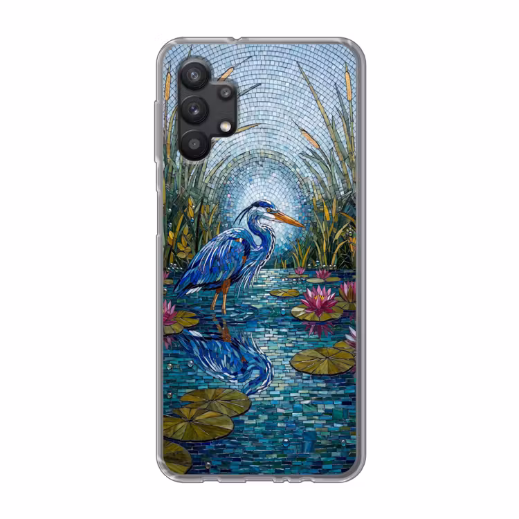 Vogel - Water - Natuur - Abstract - Blauw Telefoonhoesje Samsung Galaxy A32 5G klein -3d