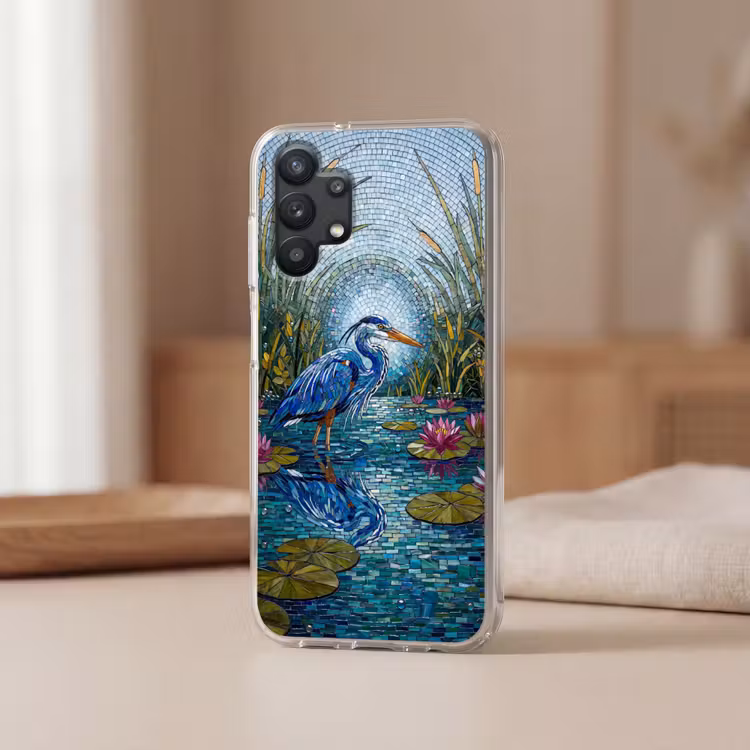 Vogel - Water - Natuur - Abstract - Blauw Telefoonhoesje Samsung Galaxy A32 5G klein -sfeer2