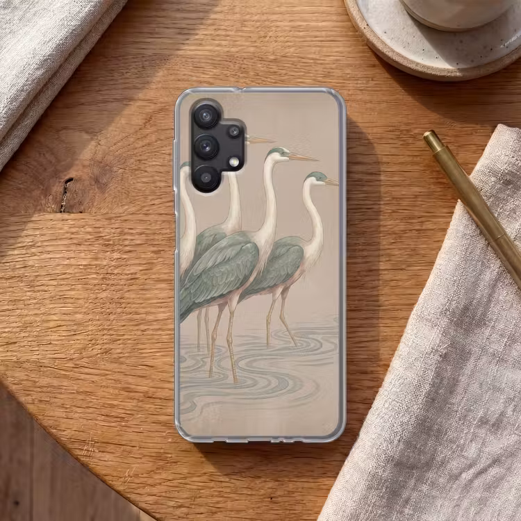 Vogel - Water - Natuur - Vintage Telefoonhoesje Samsung Galaxy A32 5G klein -sfeer1
