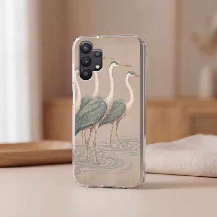 Vogel - Water - Natuur - Vintage Telefoonhoesje Samsung Galaxy A32 5G klein -sfeer2