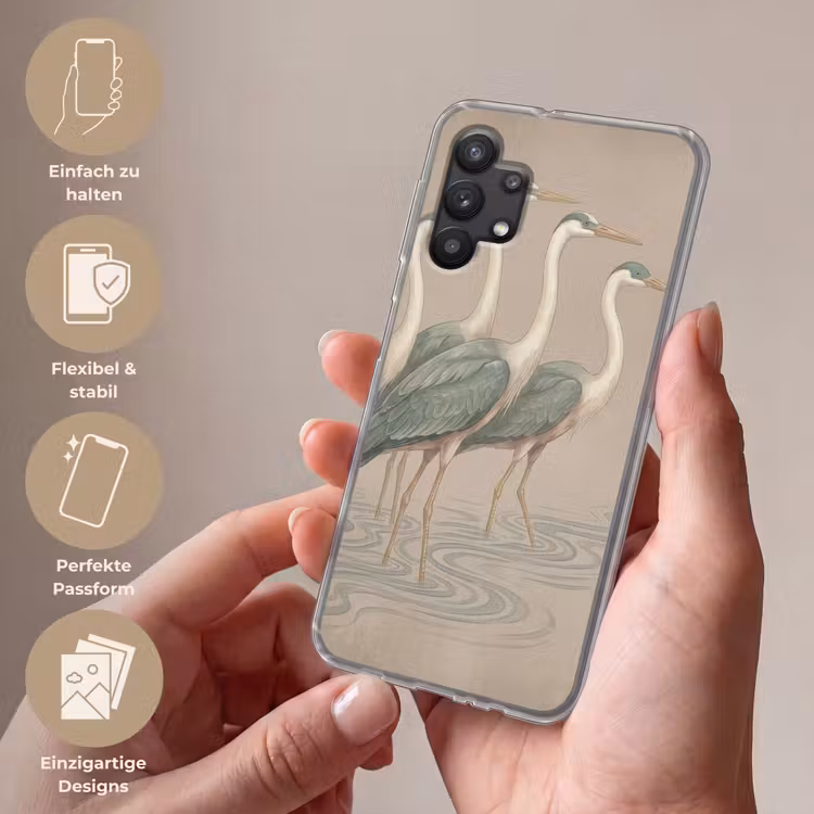 Vogel - Water - Natuur - Vintage Telefoonhoesje Samsung Galaxy A32 5G klein -sfeer3_DE