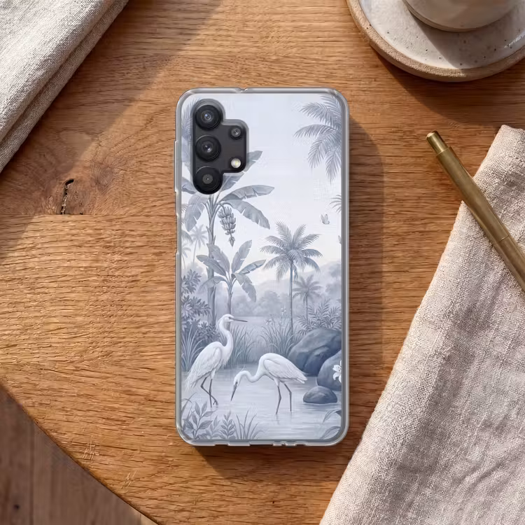 Vogel - Water - Tropisch - Natuur - Blauw Telefoonhoesje Samsung Galaxy A32 5G klein -sfeer1