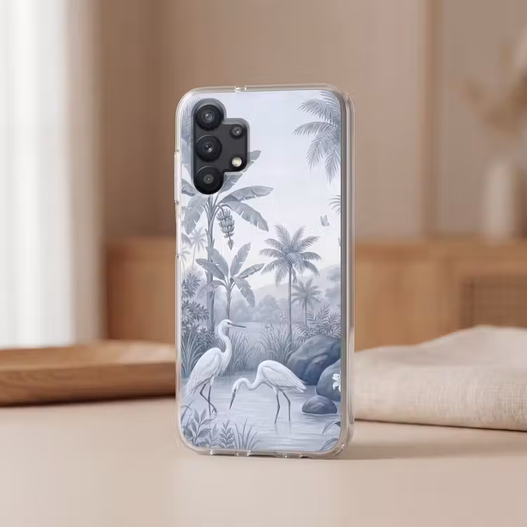 Vogel - Water - Tropisch - Natuur - Blauw Telefoonhoesje Samsung Galaxy A32 5G klein -sfeer2