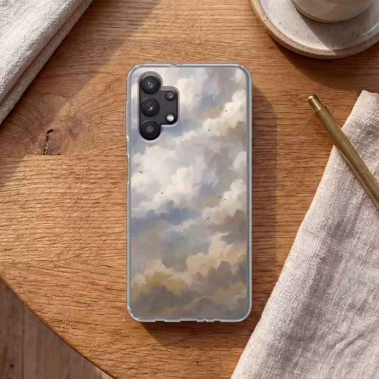 Vogel - Wolken - Natuur - Modern - Grijs Telefoonhoesje Samsung Galaxy A32 5G klein -sfeer1