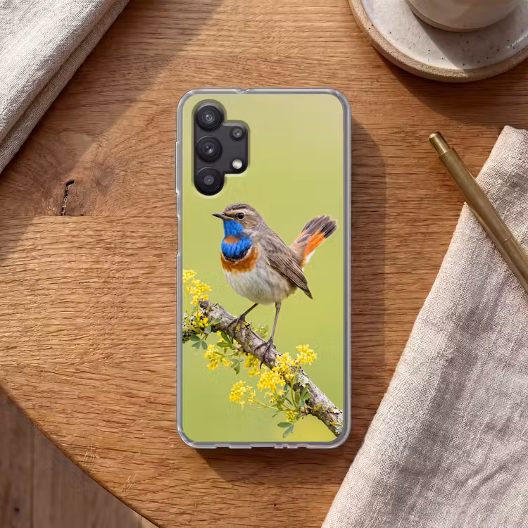 Vogel - Tak - Natuur - Kleurrijk Telefoonhoesje Samsung Galaxy A32 5G klein -sfeer1