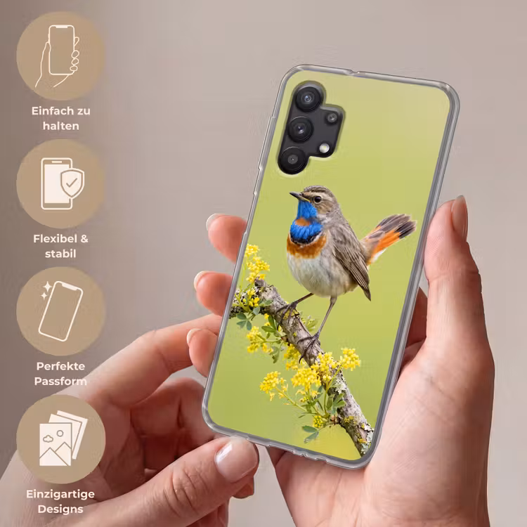 Vogel - Tak - Natuur - Kleurrijk Telefoonhoesje Samsung Galaxy A32 5G klein -sfeer3_DE