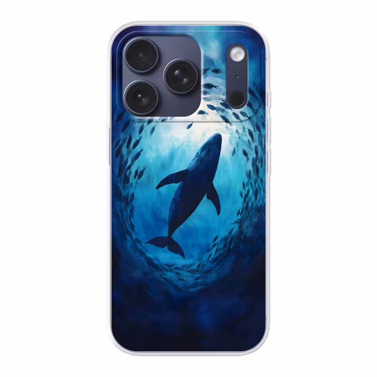 Walvis - Vissen - Donkerblauw Telefoonhoesje iPhone 17 Pro klein -3d