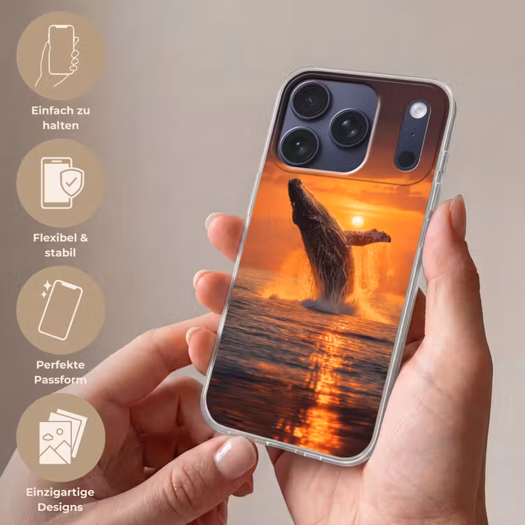 Walvis - Zon - Zee Telefoonhoesje iPhone 17 Pro klein -sfeer3_DE