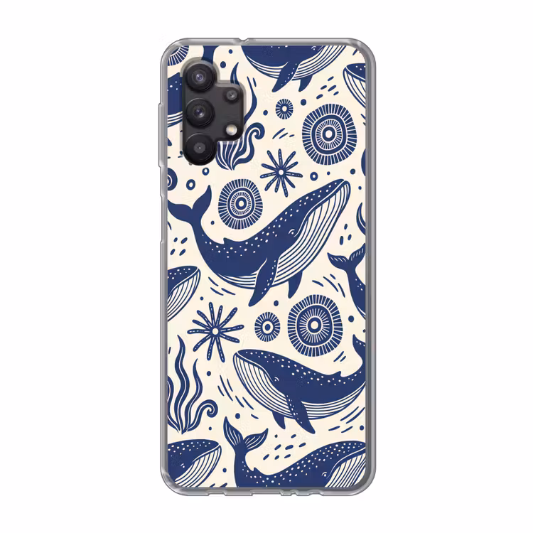 Walvis - Onderwater - Dieren - Abstract - Blauw Telefoonhoesje Samsung Galaxy A32 5G klein -3d