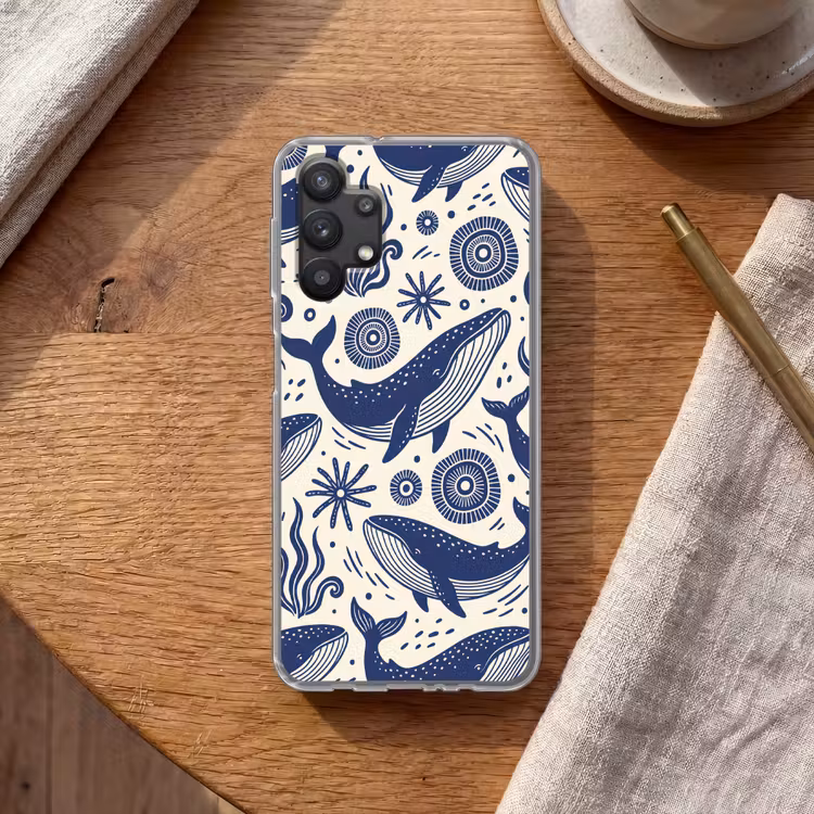 Walvis - Onderwater - Dieren - Abstract - Blauw Telefoonhoesje Samsung Galaxy A32 5G klein -sfeer1