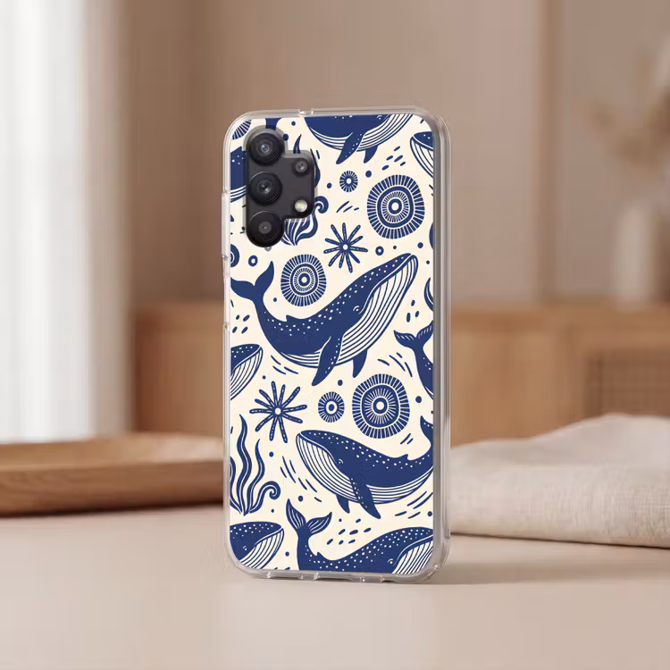 Walvis - Onderwater - Dieren - Abstract - Blauw Telefoonhoesje Samsung Galaxy A32 5G klein -sfeer2