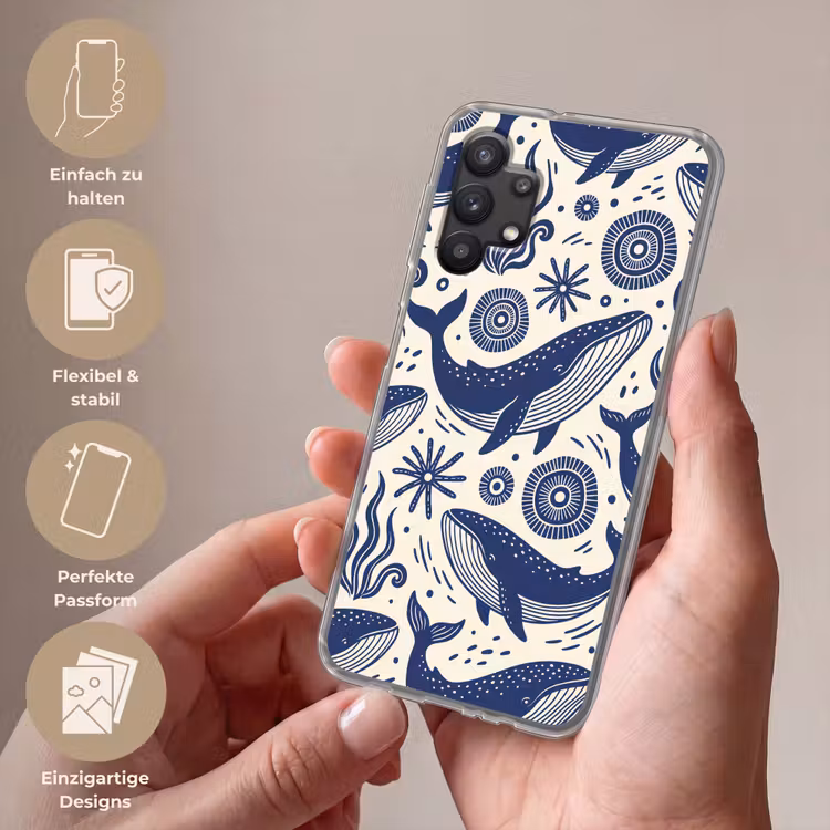 Walvis - Onderwater - Dieren - Abstract - Blauw Telefoonhoesje Samsung Galaxy A32 5G klein -sfeer3_DE