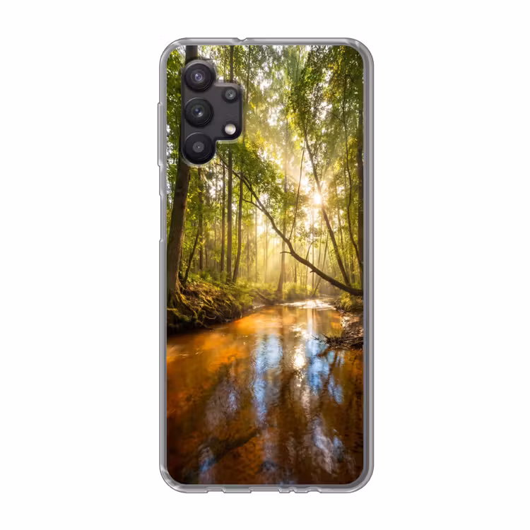 Bos - Beek - Zonlicht - Natuur - Groen Telefoonhoesje Samsung Galaxy A32 5G klein -3d