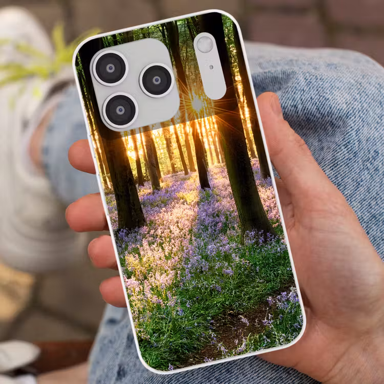 Bos - Bloemen - Lavendel - Zon - Paars - Natuur Telefoonhoesje iPhone 17 Pro klein -sfeer2