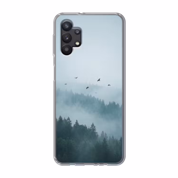 Bos - Mist - Vogels - Natuur - Groen Telefoonhoesje Samsung Galaxy A32 5G klein -3d
