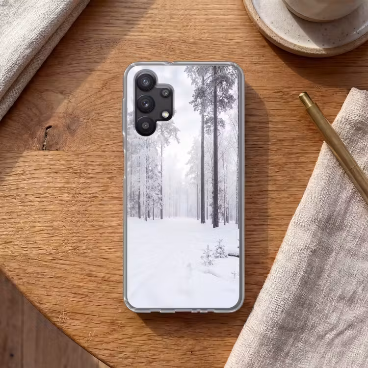 Bos - Sneeuw - Pad - Winter - Stilte Telefoonhoesje Samsung Galaxy A32 5G klein -sfeer1