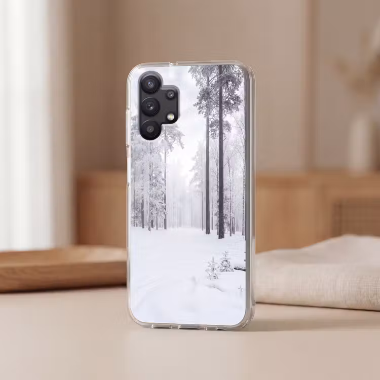 Bos - Sneeuw - Pad - Winter - Stilte Telefoonhoesje Samsung Galaxy A32 5G klein -sfeer2