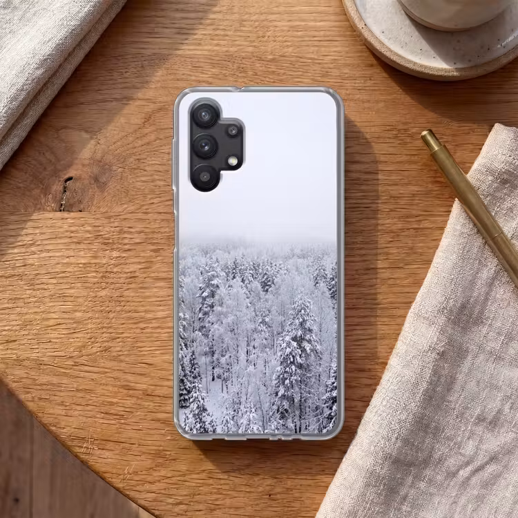 Bos - Sneeuw - Winter - Natuur - Wit Telefoonhoesje Samsung Galaxy A32 5G klein -sfeer1