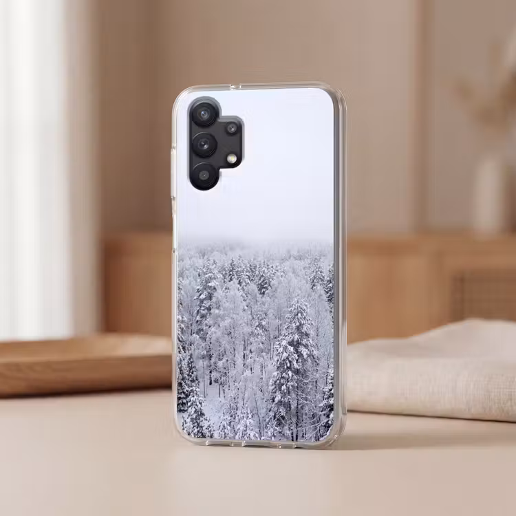 Bos - Sneeuw - Winter - Natuur - Wit Telefoonhoesje Samsung Galaxy A32 5G klein -sfeer2