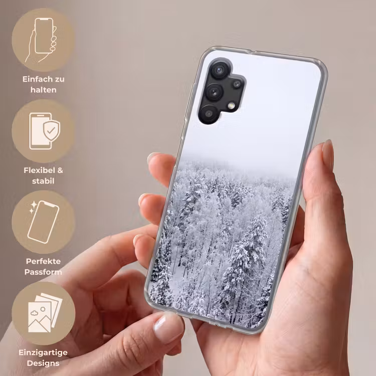Bos - Sneeuw - Winter - Natuur - Wit Telefoonhoesje Samsung Galaxy A32 5G klein -sfeer3_DE
